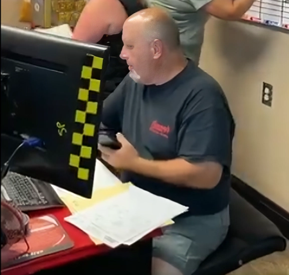 Staff working at computer