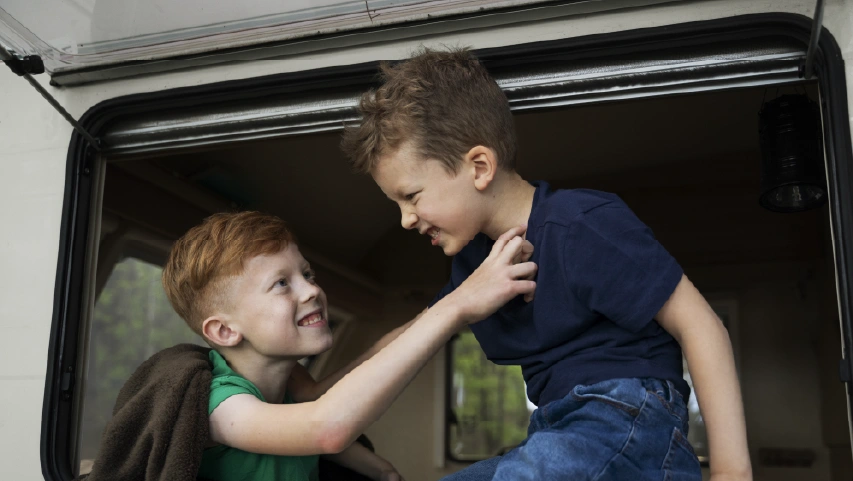Two boys playing together