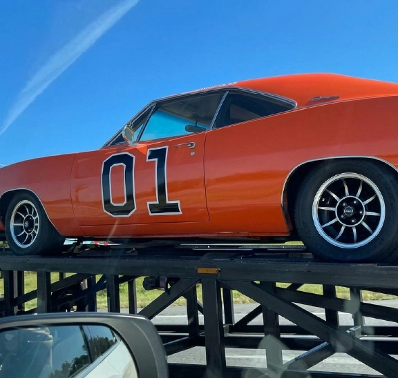 Classic orange muscle car