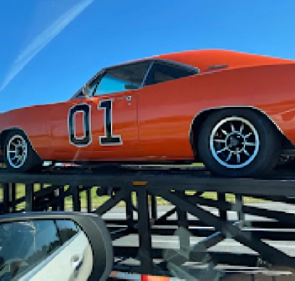 Classic orange muscle car