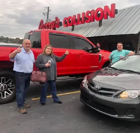 Happy customers with cars